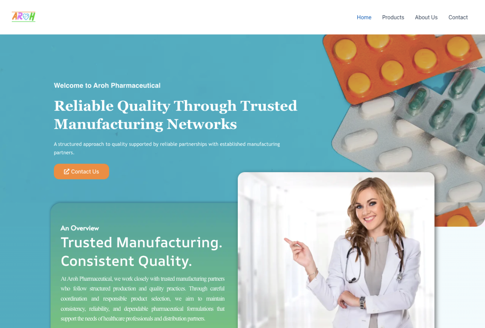 Aroh Pharmaceuticals Website Demo